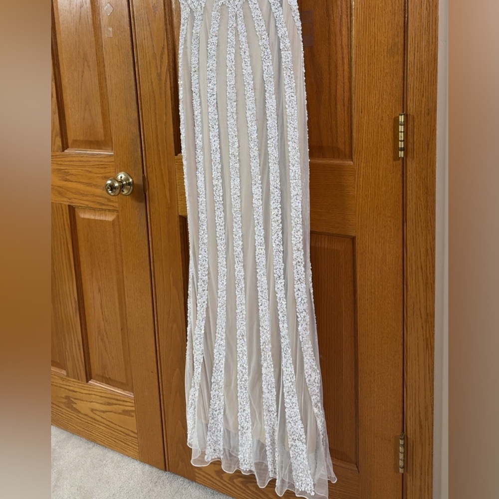 Women’s Formal Dress BG Haute 48722SC Sequined Size 10 Gown Ivory/Nude NEW - Picture 14 of 16